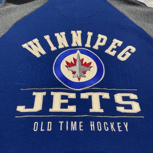 Winnipeg Jets NHL old time hockey 1/4 zip sweater 2011 embroidered logos size S - Picture 2 of 7